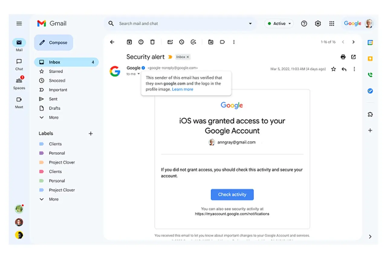 Gmail’de Doğrulanmış Markalar için Mavi Tik Hizmeti