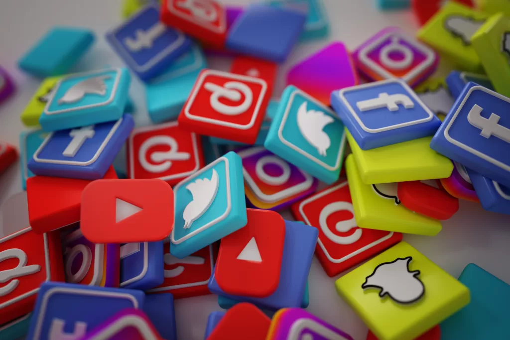 Pile of 3D Popular Social Media Logos - Sosyaling